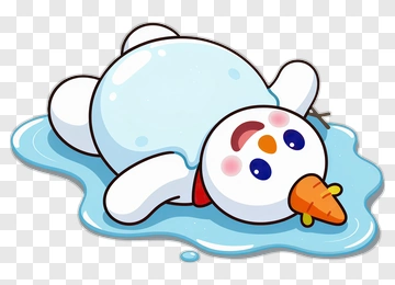 Cartoon Melting Snowman PNG