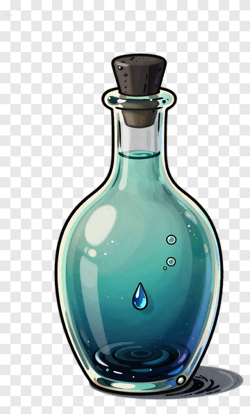 Cartoon Bottle With Blue Liquid PNG