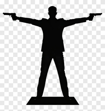 Silhouette Of A Man Holding Guns PNG