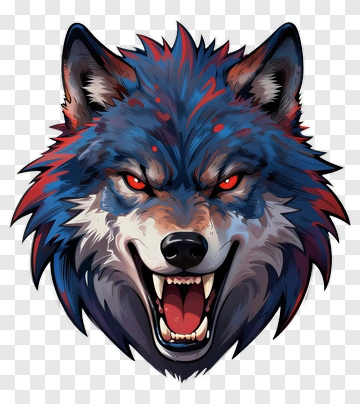 Angry Wolf Head Illustration PNG