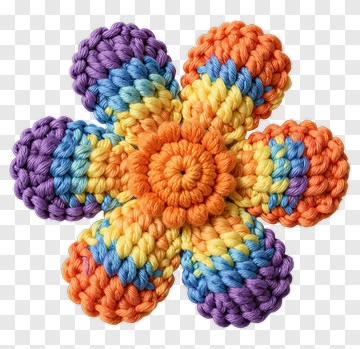 Colorful Crochet Flower PNG