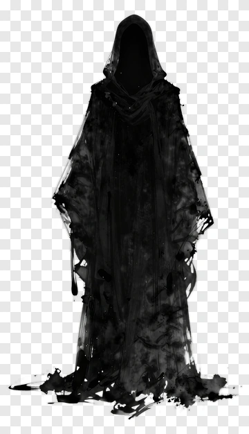 Mysterious Black Cloaked Figure PNG