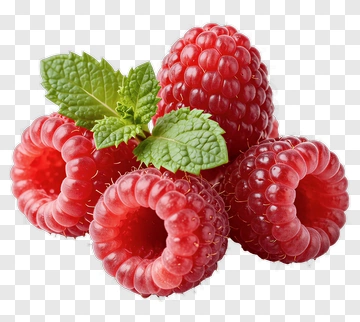 Fresh Raspberries With Mint Leaves PNG