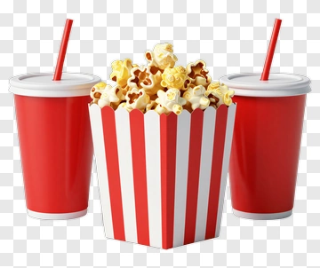 Popcorn And Drinks For Movie Night PNG