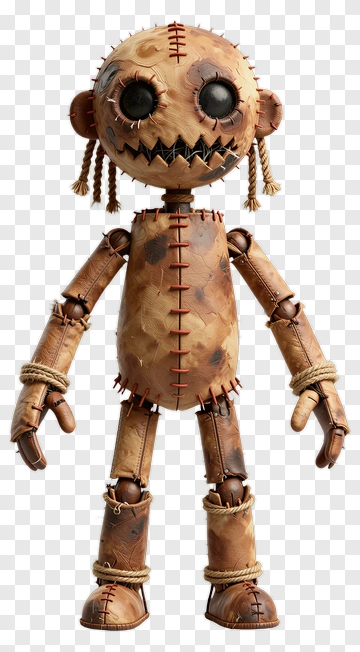 3D Doll Character With Stitched Features PNG