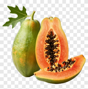 Fresh Papaya With Slices And Leaf PNG