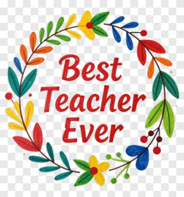 Best Teacher Ever Floral Wreath PNG