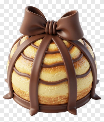 3D Cake With Chocolate Ribbon PNG