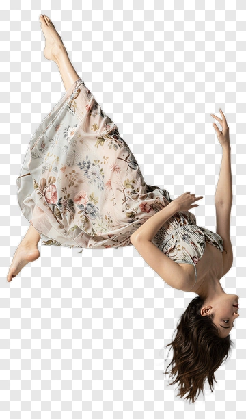 Woman In Floral Dress Jumping PNG