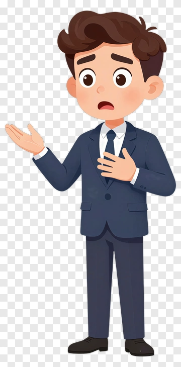 Cartoon Businessman Gesturing In A Suit PNG
