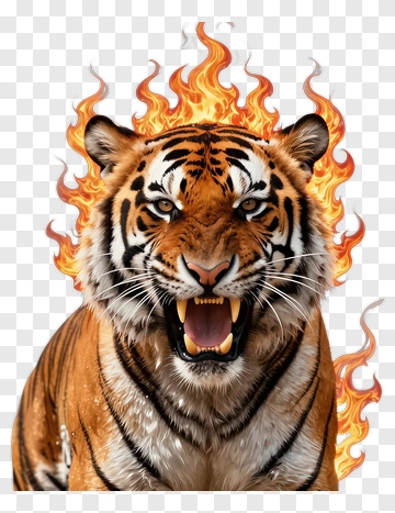 Tiger With Fiery Mane PNG