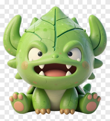 3D Cartoon Green Monster Character PNG