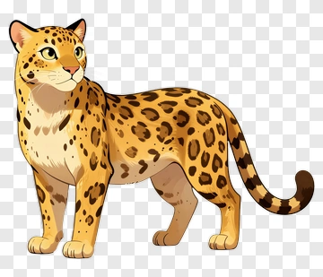 Cartoon Leopard Standing Proudly PNG
