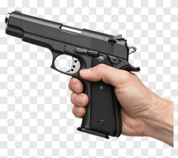Hand Holding A Black Handgun PNG
