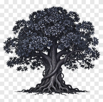 Black Tree With Intricate Roots PNG