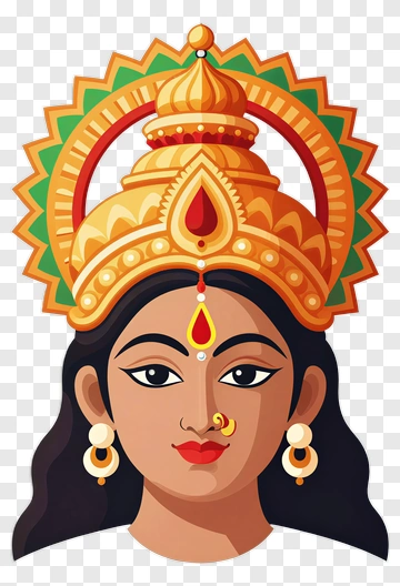 Illustration Of A Hindu Goddess With Ornate Crown PNG