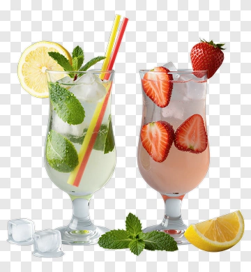 Refreshing Cocktails With Mint And Strawberries PNG
