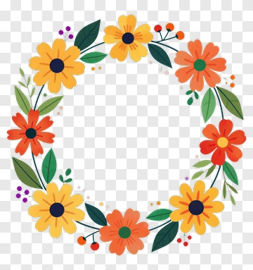 Colorful Floral Wreath PNG