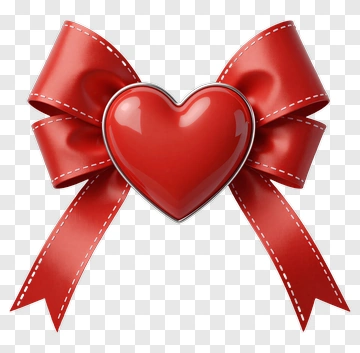Red Heart With Ribbon Bow PNG