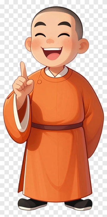 Cartoon Monk Smiling And Pointing PNG