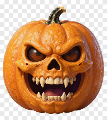 Halloween Pumpkin With Skull Face PNG