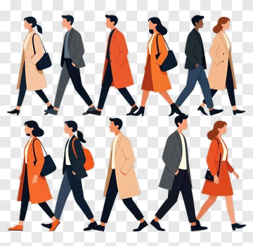 Stylish People Walking In Coats PNG