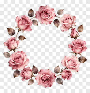 Pink Rose Floral Wreath PNG