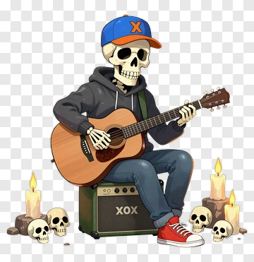 Cartoon Skeleton Playing Guitar PNG