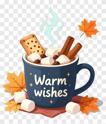 Warm Wishes Hot Chocolate Mug With Marshmallows PNG