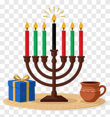 Hanukkah Menorah With Candles And Gifts PNG