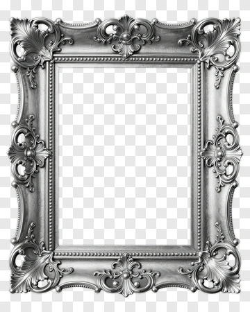 Ornate Silver Picture Frame PNG