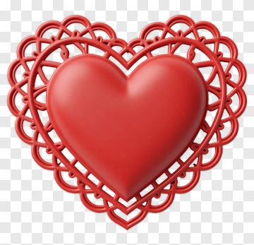 Red Heart With Decorative Lace Frame PNG