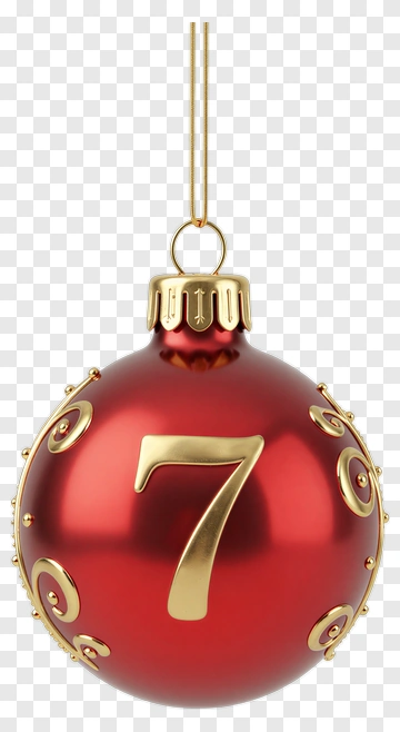 Red Christmas Ornament With Number 7 PNG