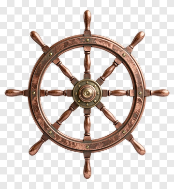 Wooden Ship Steering Wheel PNG