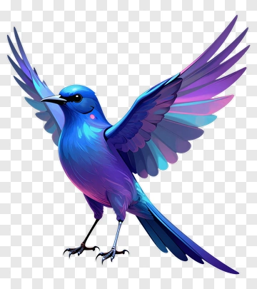 Colorful Bird With Outstretched Wings PNG