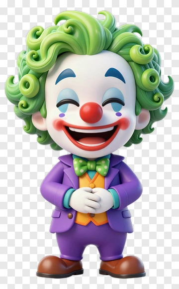 Cartoon Clown With Green Hair And Purple Suit PNG