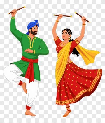 Traditional Indian Dancers Performing Garba PNG