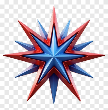 3D Star Shape In Red And Blue PNG