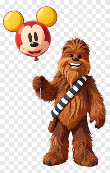 Chewbacca Holding A Mickey Mouse Balloon PNG