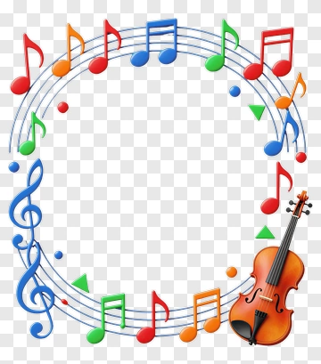 Colorful Music Notes And Violin Frame PNG