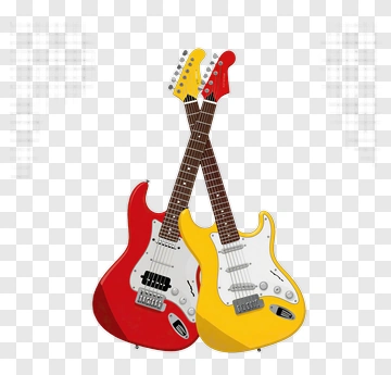 Red And Yellow Electric Guitars PNG