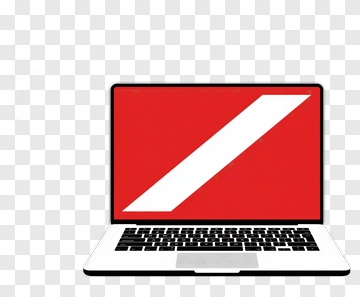 Laptop With Red Screen And White Stripe PNG
