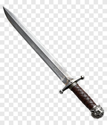 Silver Sword With Leather Wrapped Handle PNG