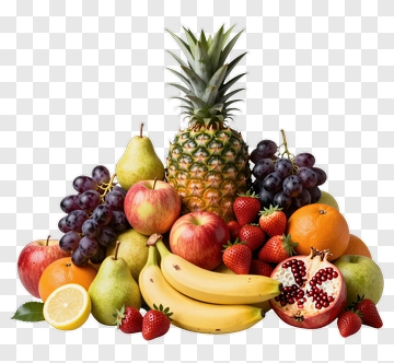 Colorful Fruit Arrangement With Pineapple And Grapes PNG