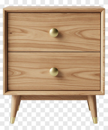 Wooden Nightstand With Two Drawers PNG