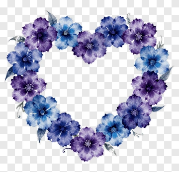 Heart-Shaped Floral Wreath PNG