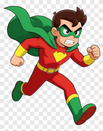 Cartoon Superhero Running PNG