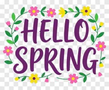 Hello Spring Floral Design PNG