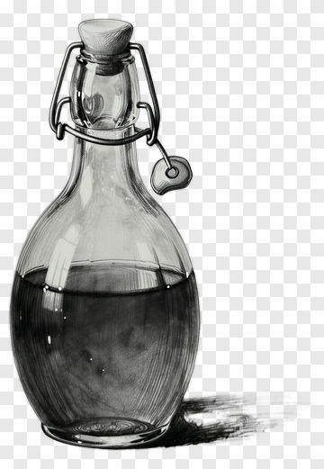 Glass Bottle With Cork And Liquid PNG