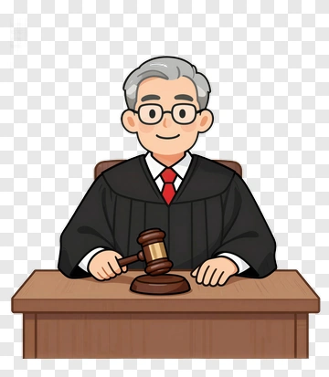 Cartoon Judge Holding A Gavel PNG